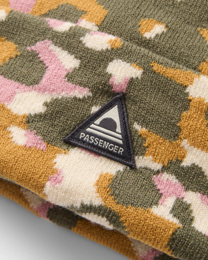 Amber Knit Beanie - Powder Camo Dusty Olive - Flatlay