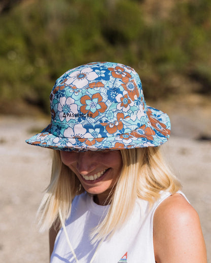 Shaded Bucket Hat - Vintage Floral Aqua - Lifestyle - Female