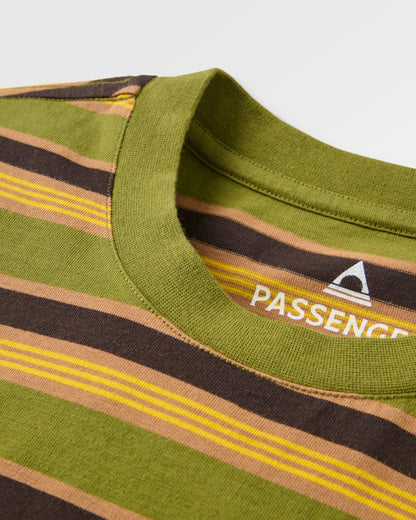 Retro Relaxed Fit T-Shirt - Khaki Multi Stripe - Flatlay