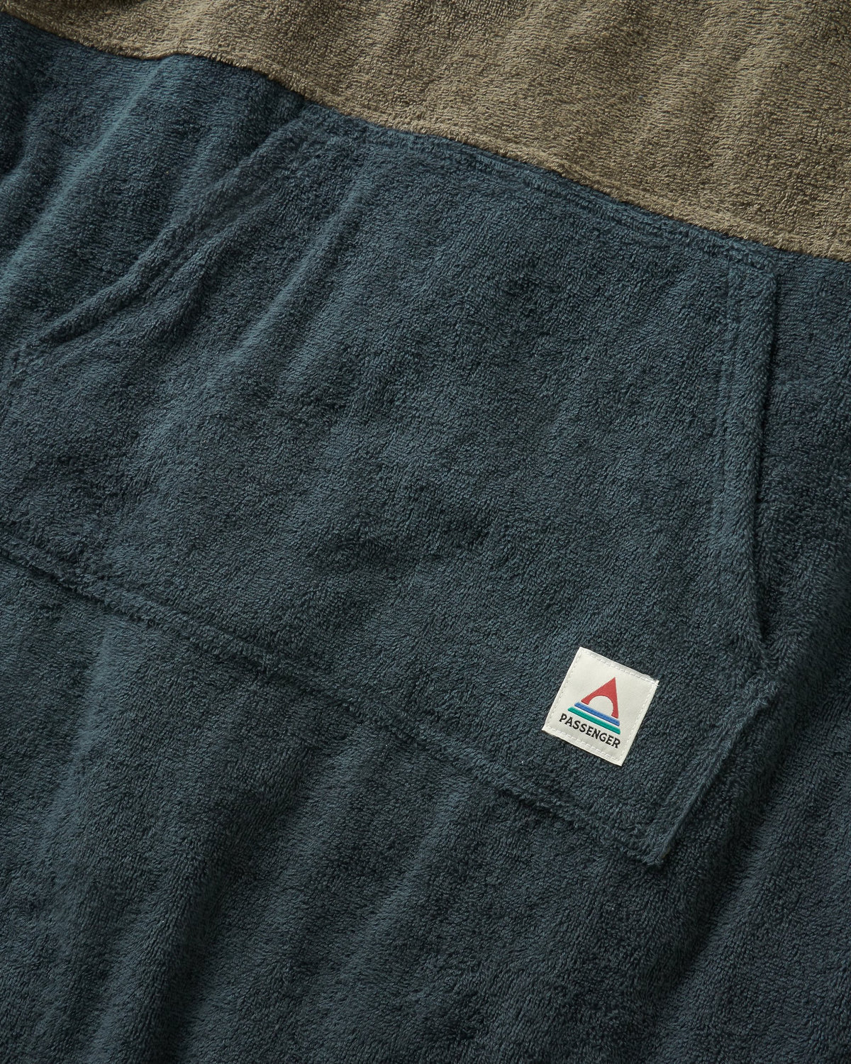 Shoreline Cotton Towel Poncho - Dusty Olive/Charcoal - Flatlay