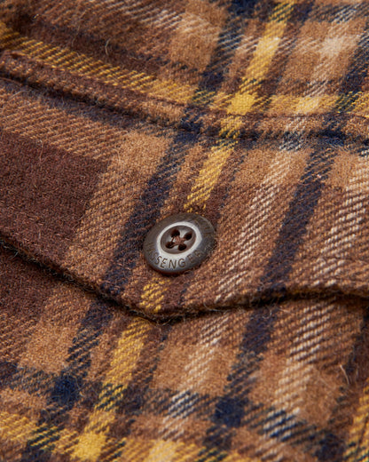 Barren Overshirt - Brown/Mustard Check - Flatlay