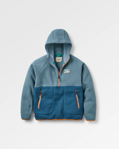 Maine 1/2 Zip Sherpa Fleece - Stormy Blue/Dark Denim - Flatlay