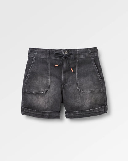 Carriso Short - Washed Black Denim - Flatlay