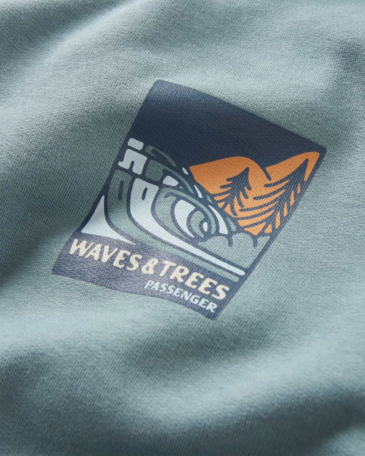Waves & Trees Cotton Sweatshirt - Stormy Sea - Flatlay