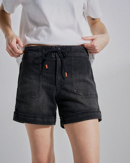 Carriso Short - Washed Black Denim - Studio Model