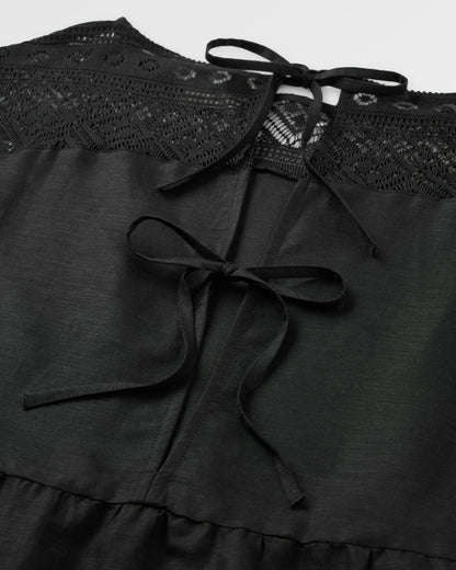 Sono Linen Beach Dress - Black - Flatlay