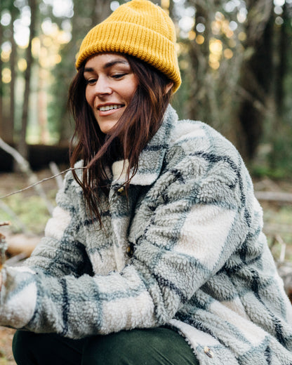 Cloudy Sherpa Fleece Shirt - Pistachio Check - Lifestyle