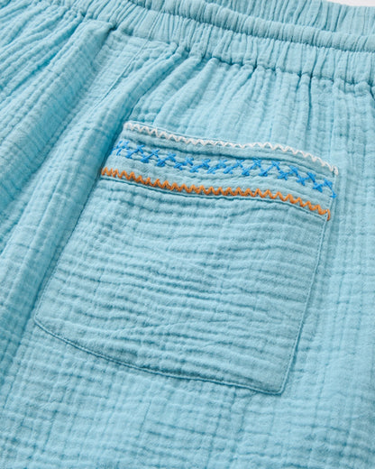 Waveney Cotton Short - Retro Blue  - Flatlay