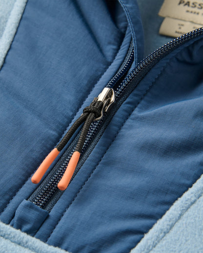 Alexander Hooded Polar Fleece - Faded Denim - Flatlay
