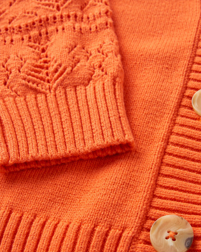 Grace Open Knit Cardigan - Ember Orange - Flatlay