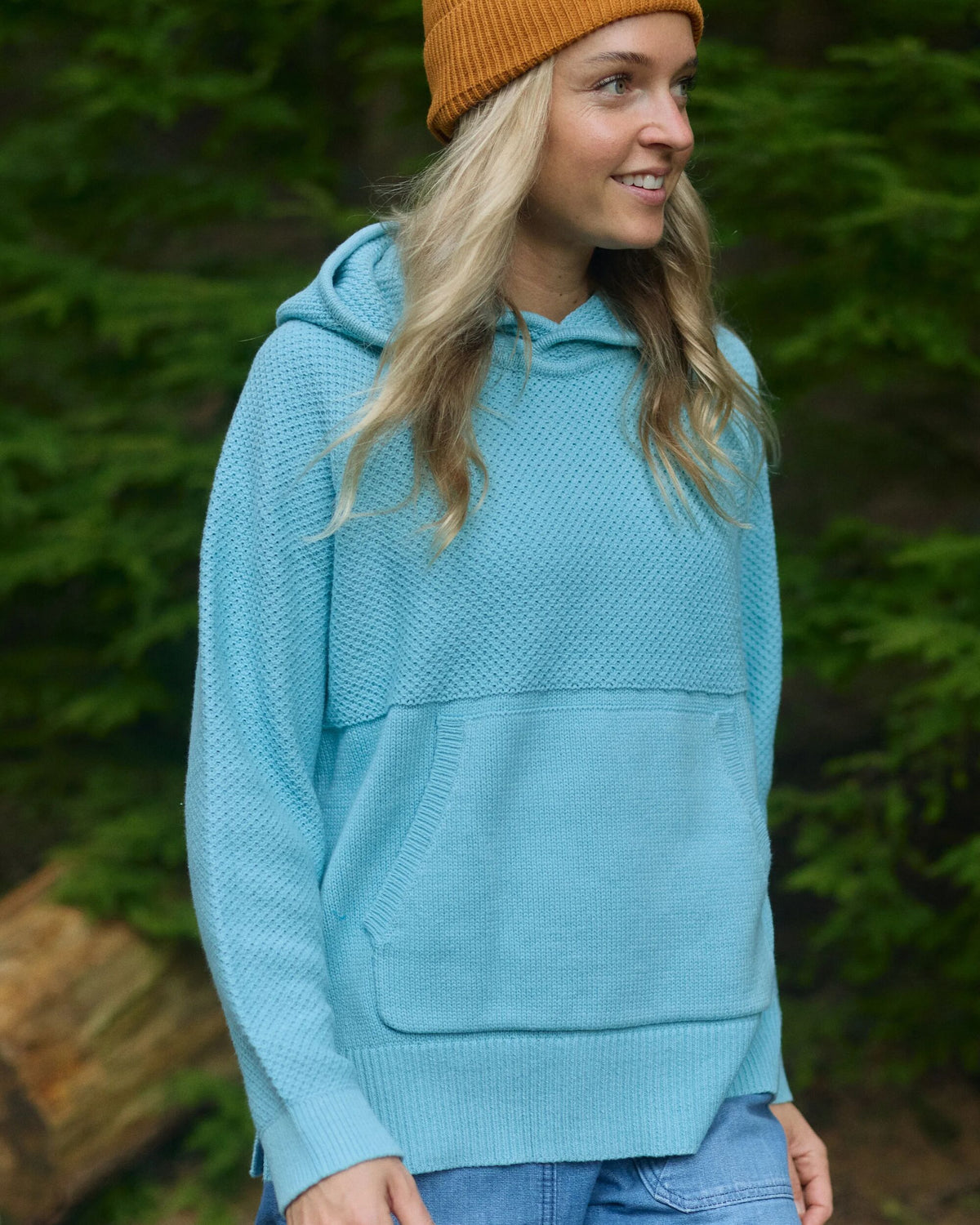 Cove Cotton Knitted Hoodie - Retro Blue  - Lifestyle