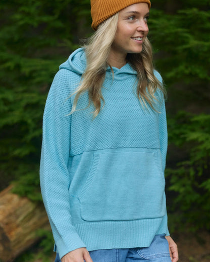 Cove Cotton Knitted Hoodie - Retro Blue  - Lifestyle
