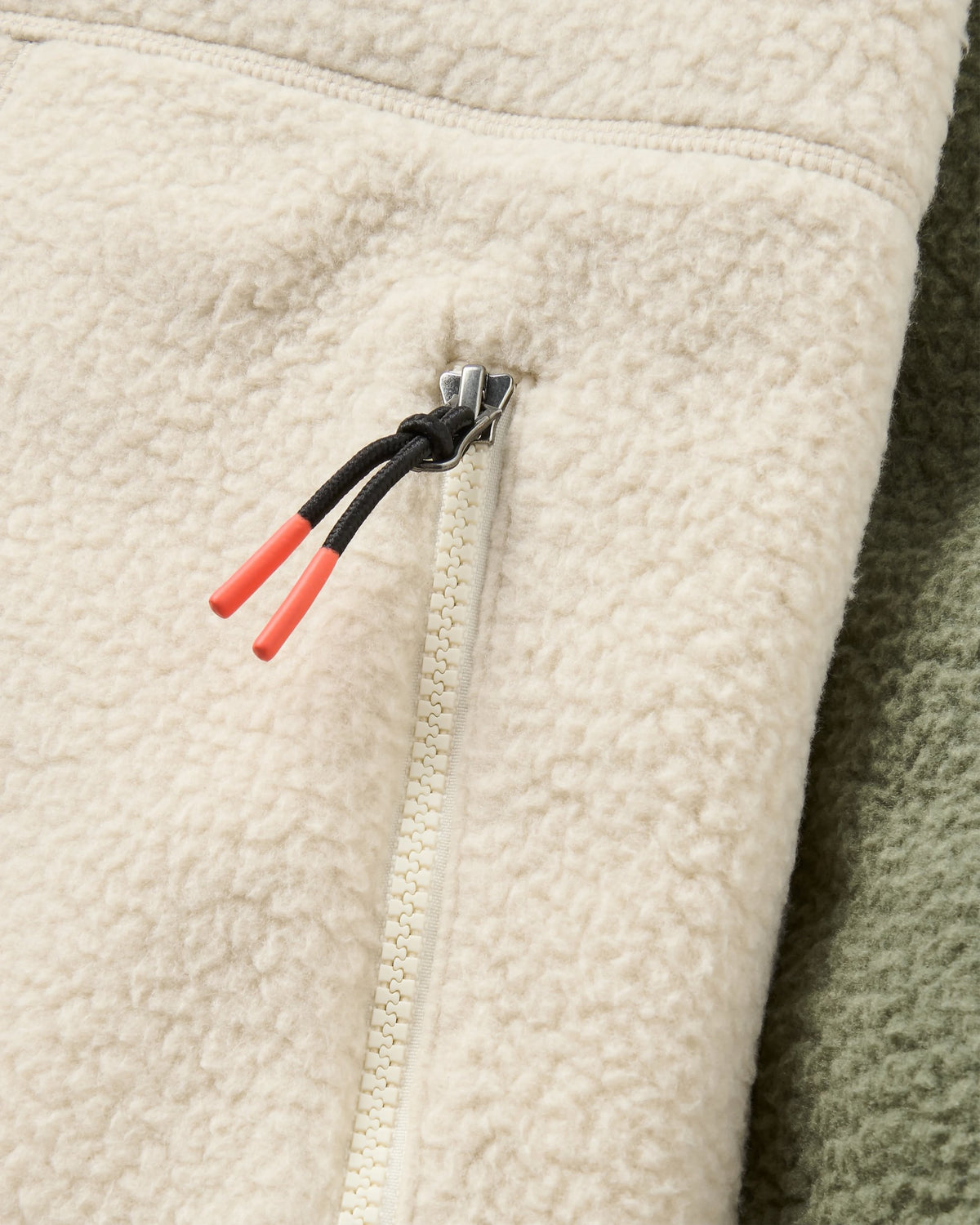North Coast Full Zip Sherpa Fleece - Dusty Olive/Oatmeal - Flatlay