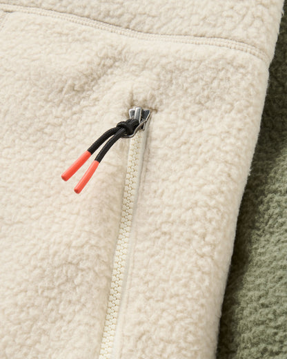 North Coast Full Zip Sherpa Fleece - Dusty Olive/Oatmeal - Flatlay