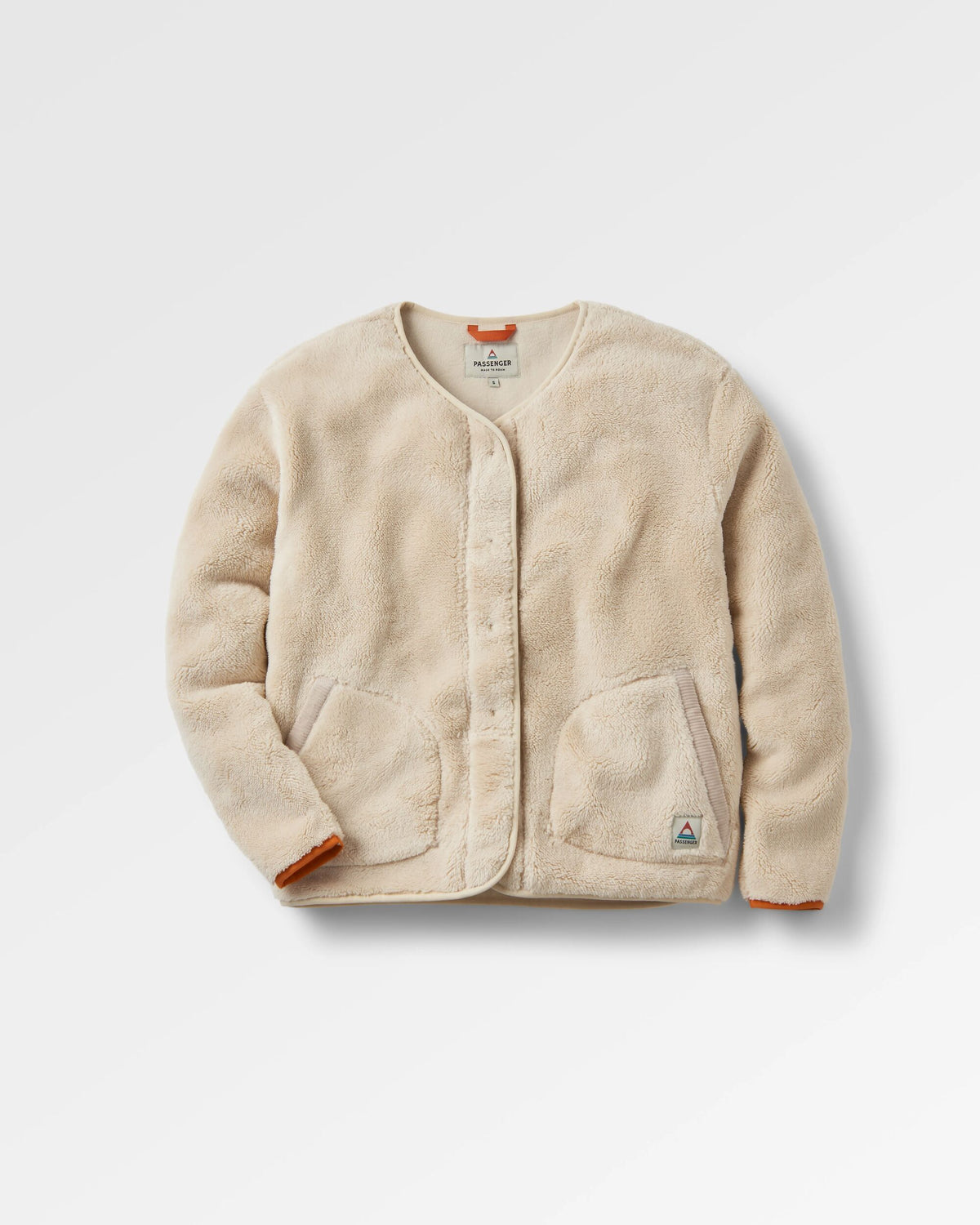 Iris Collarless Fleece Jacket - Oatmeal - Flatlay