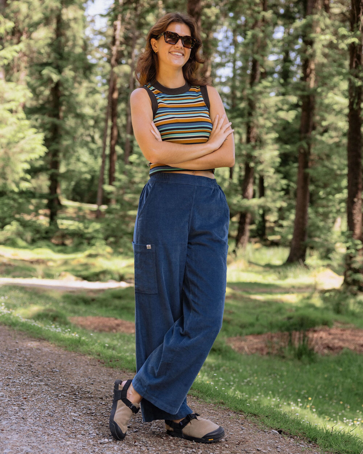 Someday Cotton Corduroy Trouser - Dark Denim - Lifestyle