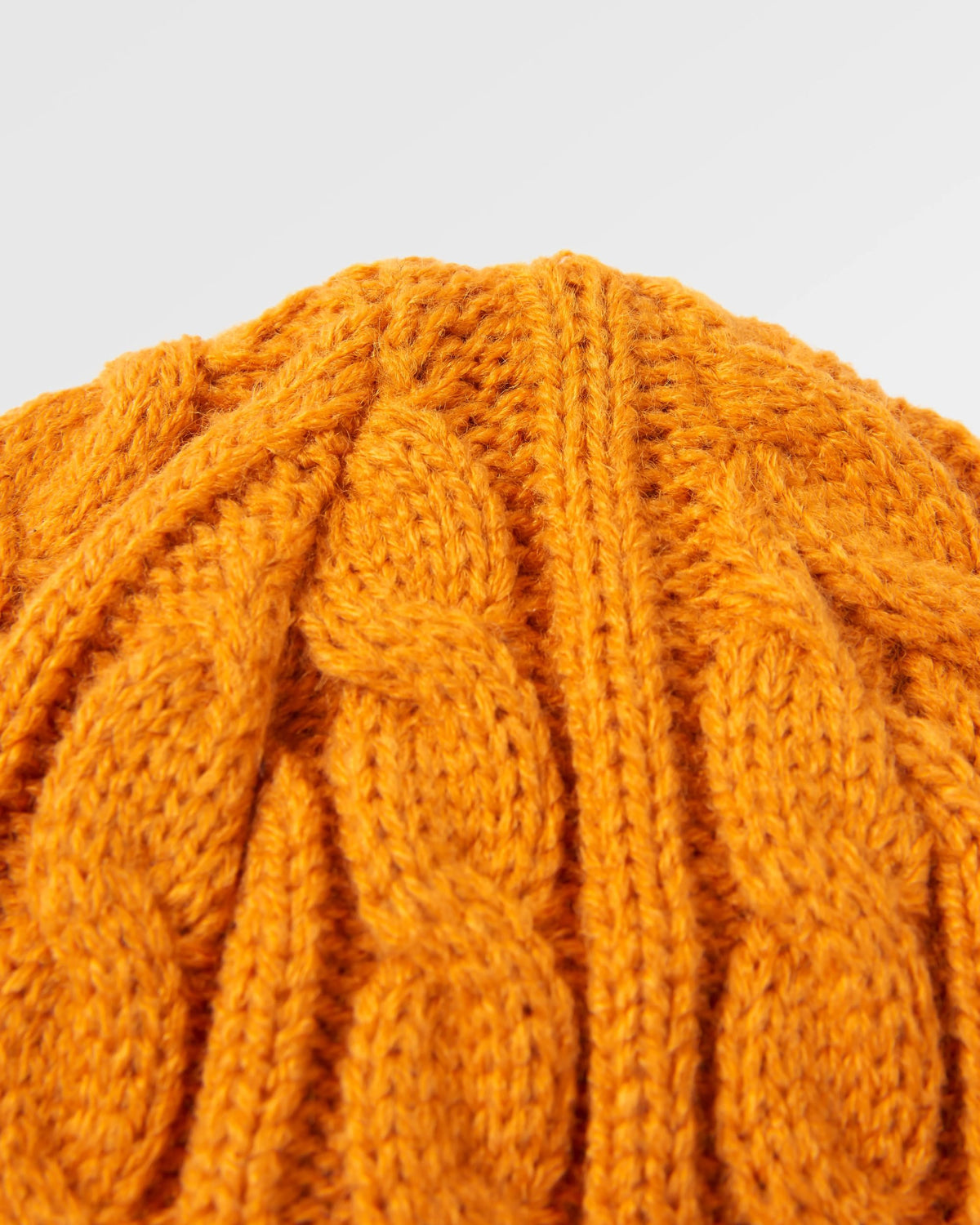 Fireside Cable Knit Beanie - Sunrise Orange - Flatlay