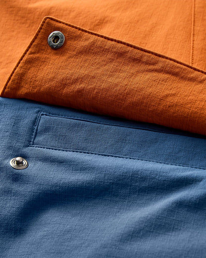 Ocean Light Softshell Anorak - Dark Denim/Sunset Orange - Flatlay