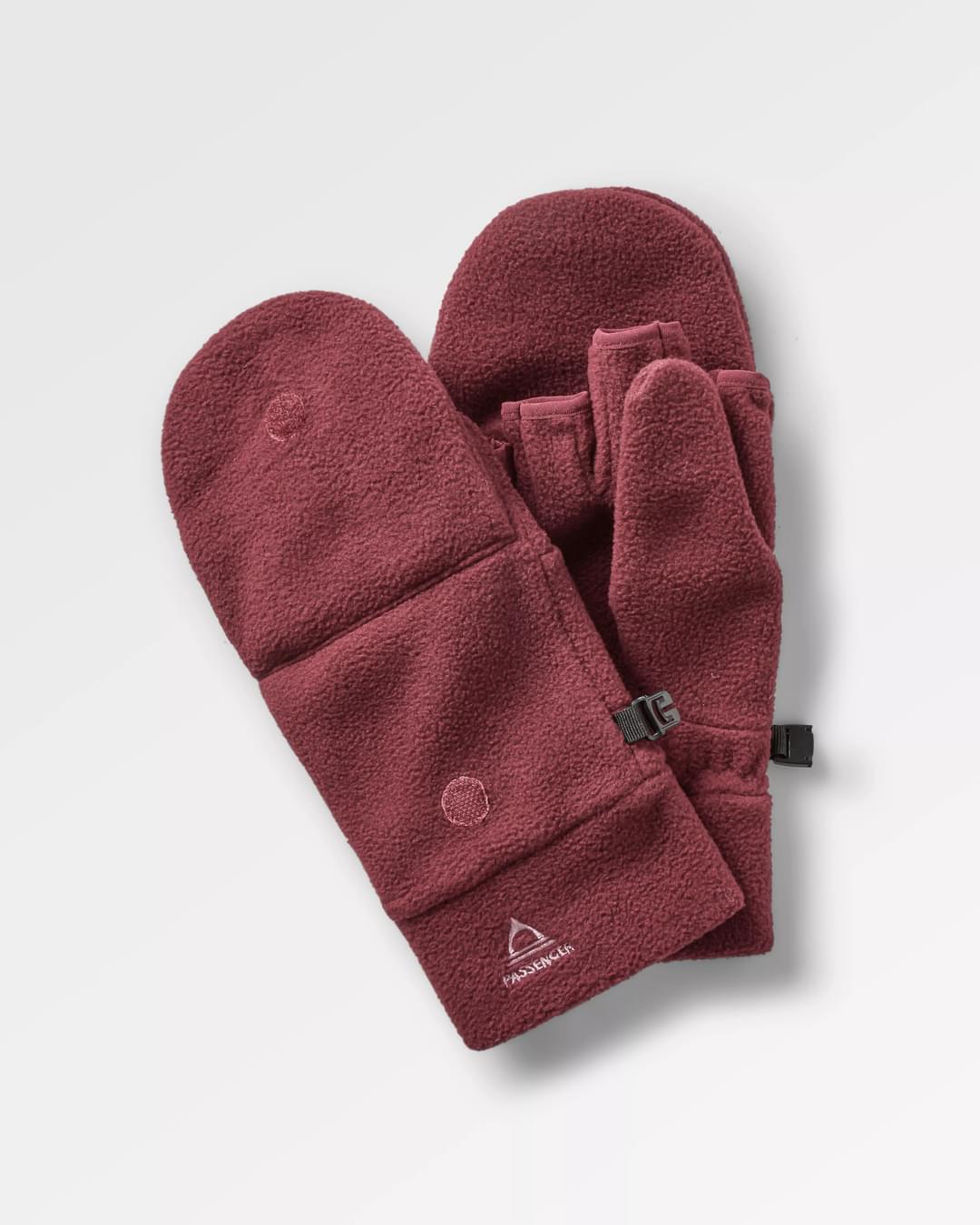 Stem Polar Convertible Mittens - Wine - Flatlay