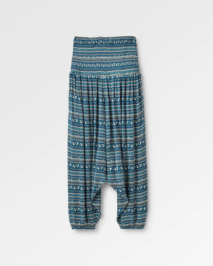 Daylily Loose Trouser - Geo Stripe Dark Denim - Flatlay