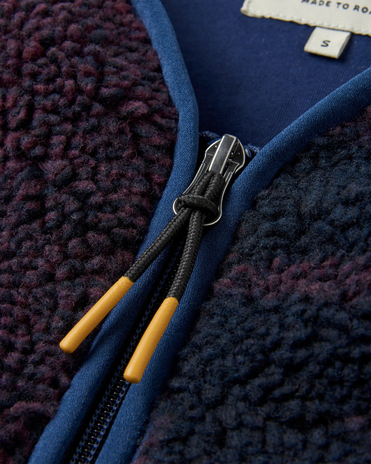 Tawny Deep-Pile Sherpa Fleece - Deep Plum/Deep Navy Check - Flatlay