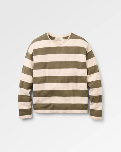 Panorama Striped LS T-Shirt - Dusty Olive - Flatlay