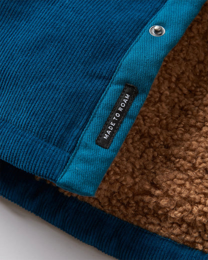 Kodiak Sherpa Lined Cord Overshirt - Tidal Blue - Flatlay
