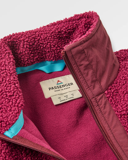 Oak Teddy Long Line Fleece - Fig/Wild Berry  - Flatlay
