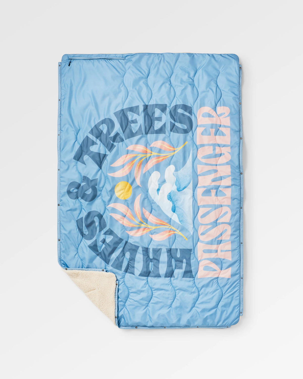 Cabin Sherpa Blanket - Faded Denim - Flatlay