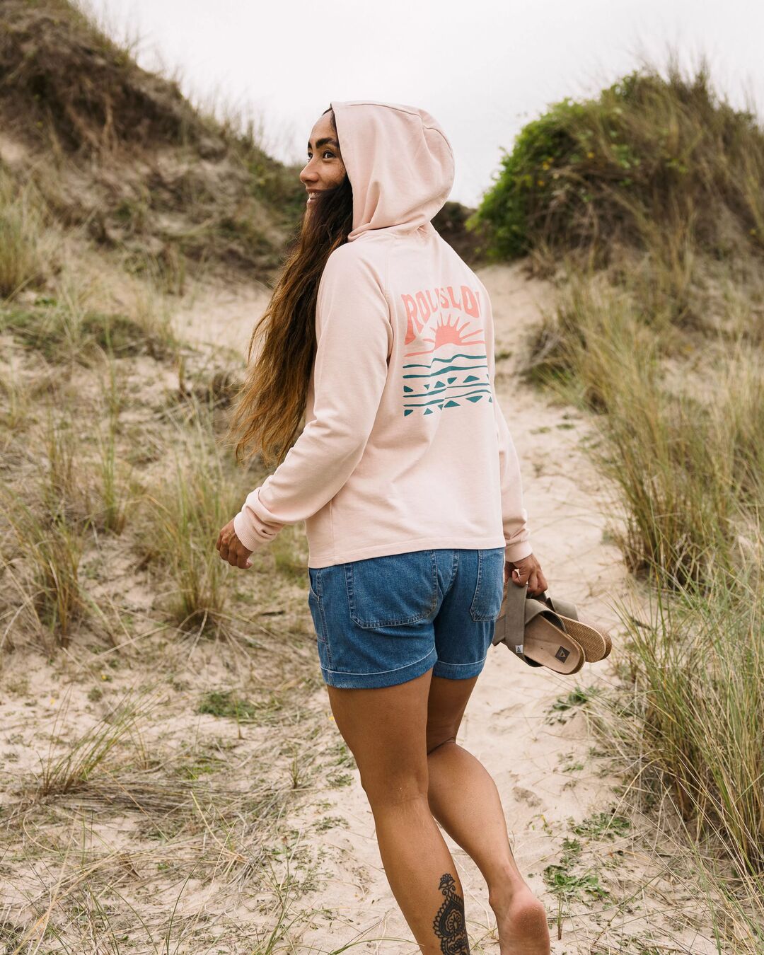 Rolling Slow Hoodie - Peached Pink - Lifestyle