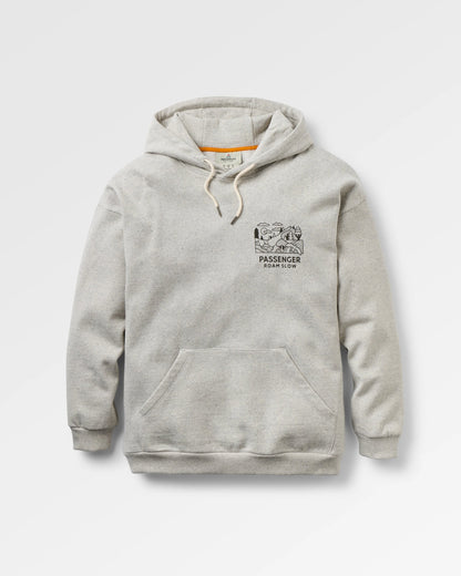 Roam Slow Women's Cotton Hoodie - Light Grey Marl - Flatlay