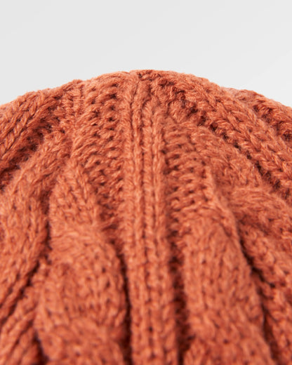 Fireside Cable Knit Beanie - Baked Clay - Flatlay