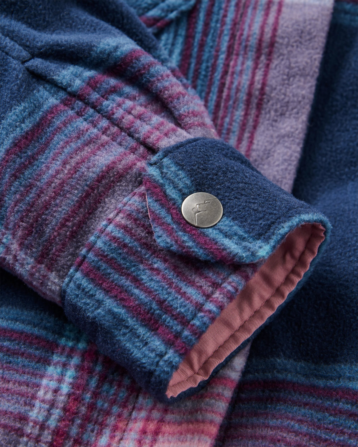 East Polar Fleece Shirt - Rich Navy/Pink Haze Check - Flatlay