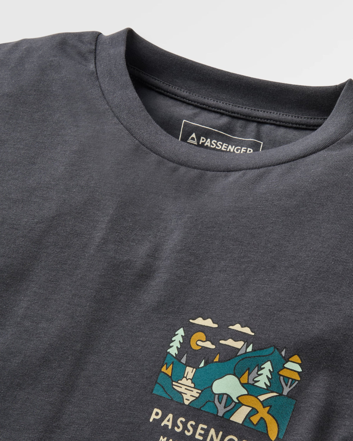 Slower Rhythms Women's Cotton LS T-Shirt - Faded Black - Flatlay