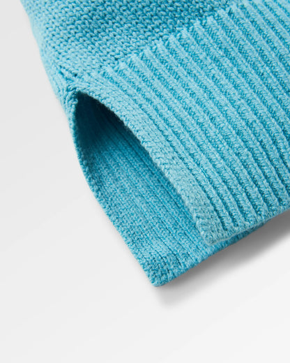 Cove Cotton Knitted Hoodie - Retro Blue  - Flatlay