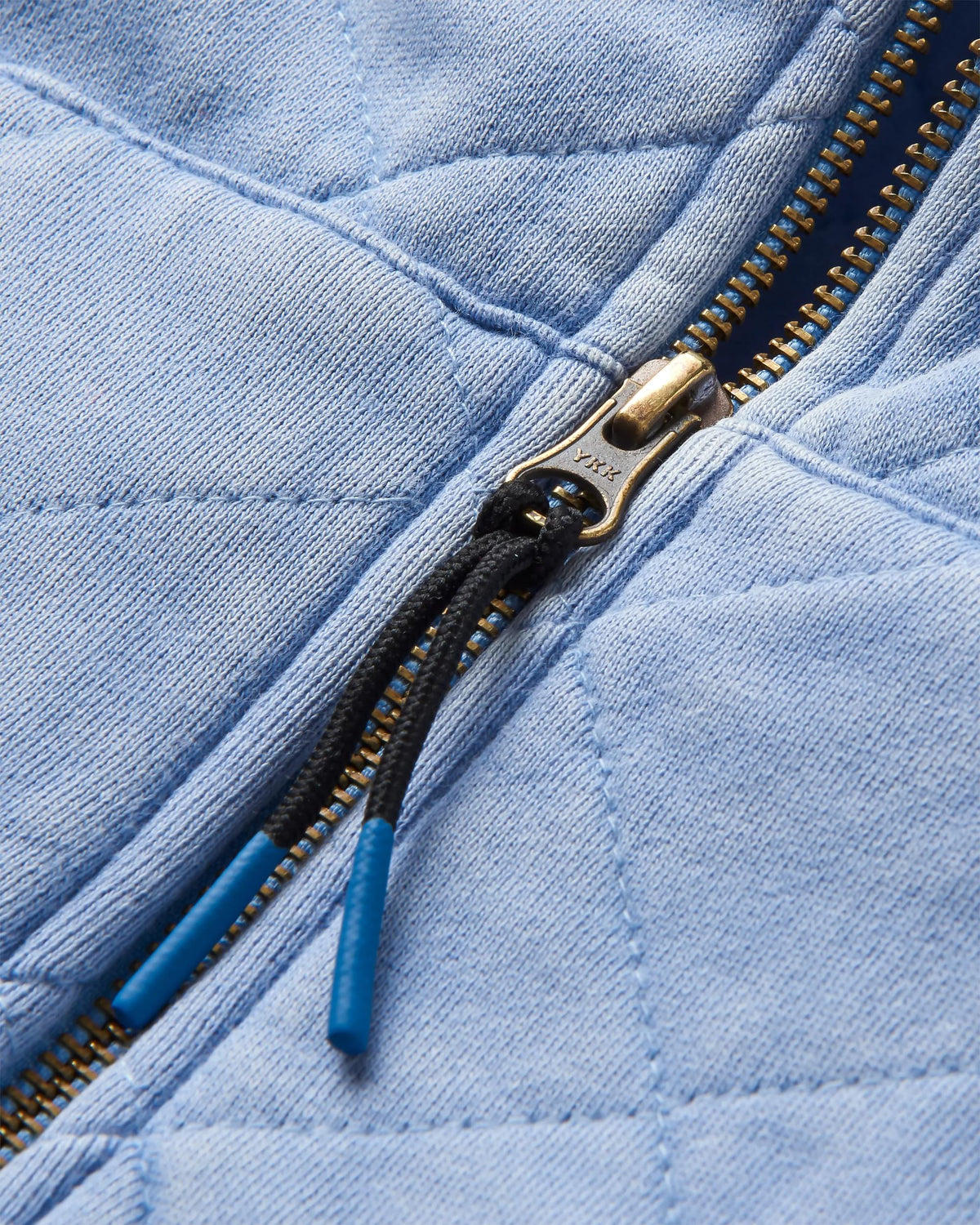 Clementine Quilted Zip-Through - Cornflower - Flatlay