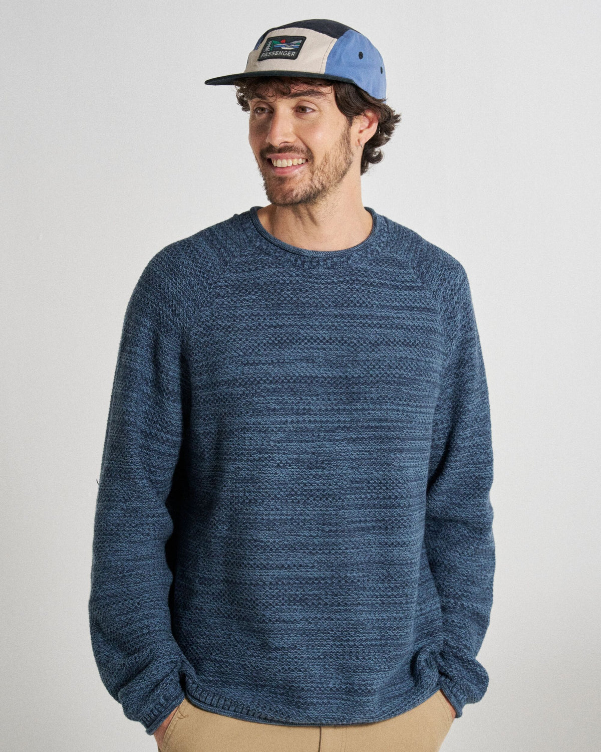 Shore Knitted Jumper - Rich Navy - Studio Model