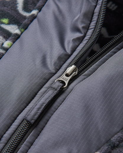 Woodland Hooded 1/2 Zip Polar Fleece - Mountain Geo Charcoal - Flatlay
