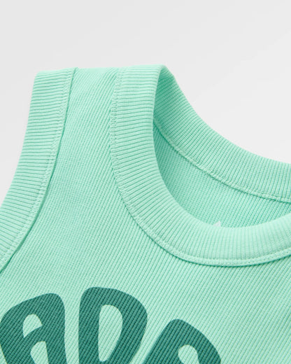 Easy Days Ribbed Graphic Cropped Vest - Aquamarine - Flatlay