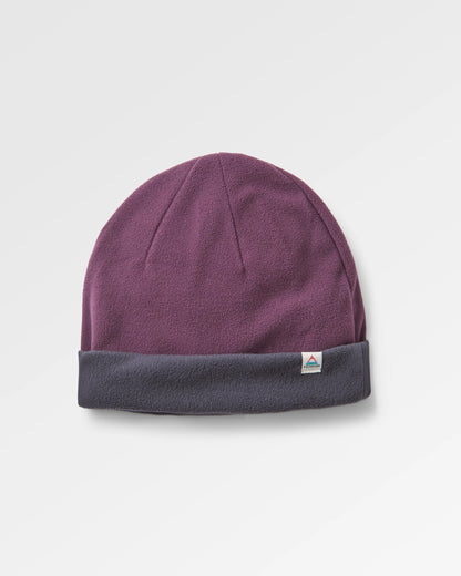 Set Off Polar Fleece Beanie - Deep Plum/Charcoal - Flatlay