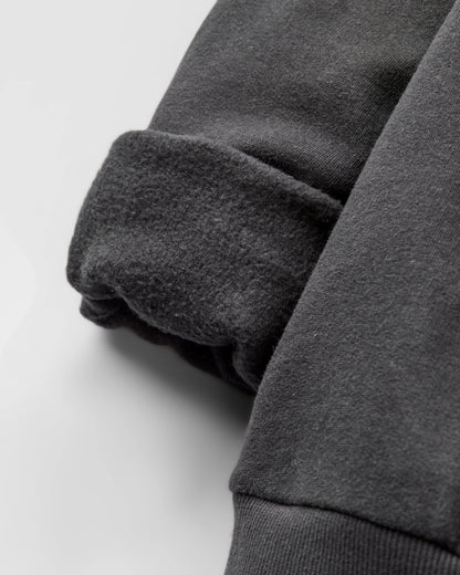 Slower Rhythms Embroidered Women's Cotton Sweatshirt - Faded Black - Flatlay