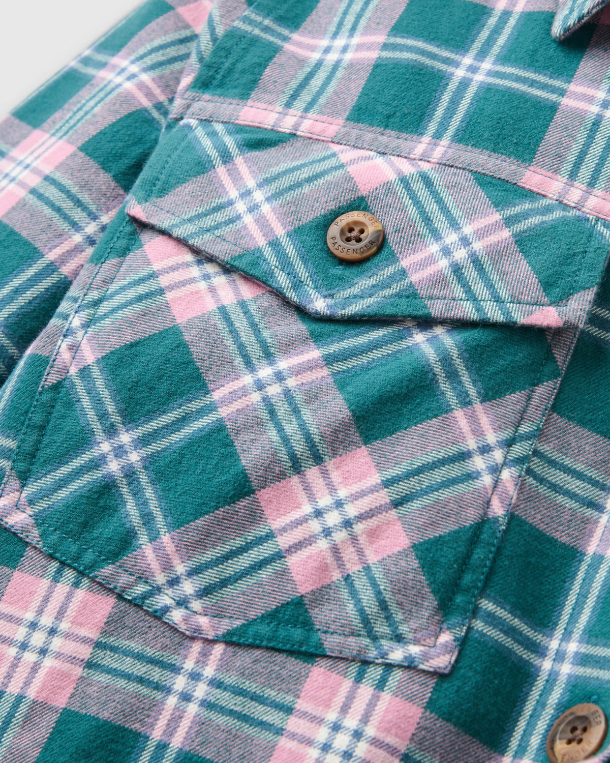Stella Cotton LS Shirt - Mediterranean/Pink Haze Check - Flatlay
