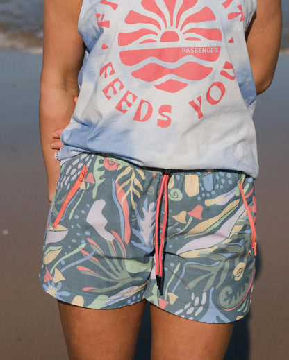 Way Out All Purpose Short - Abstract Seaweed Tidal Blue - Lifestyle