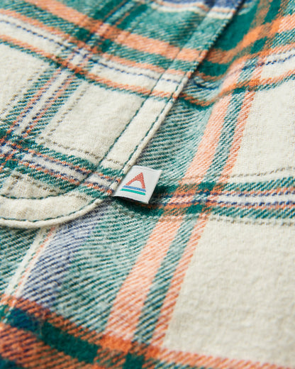 Freestyle Sherpa-Lined Overshirt - Birch/Rain Forest Check - Flatlay