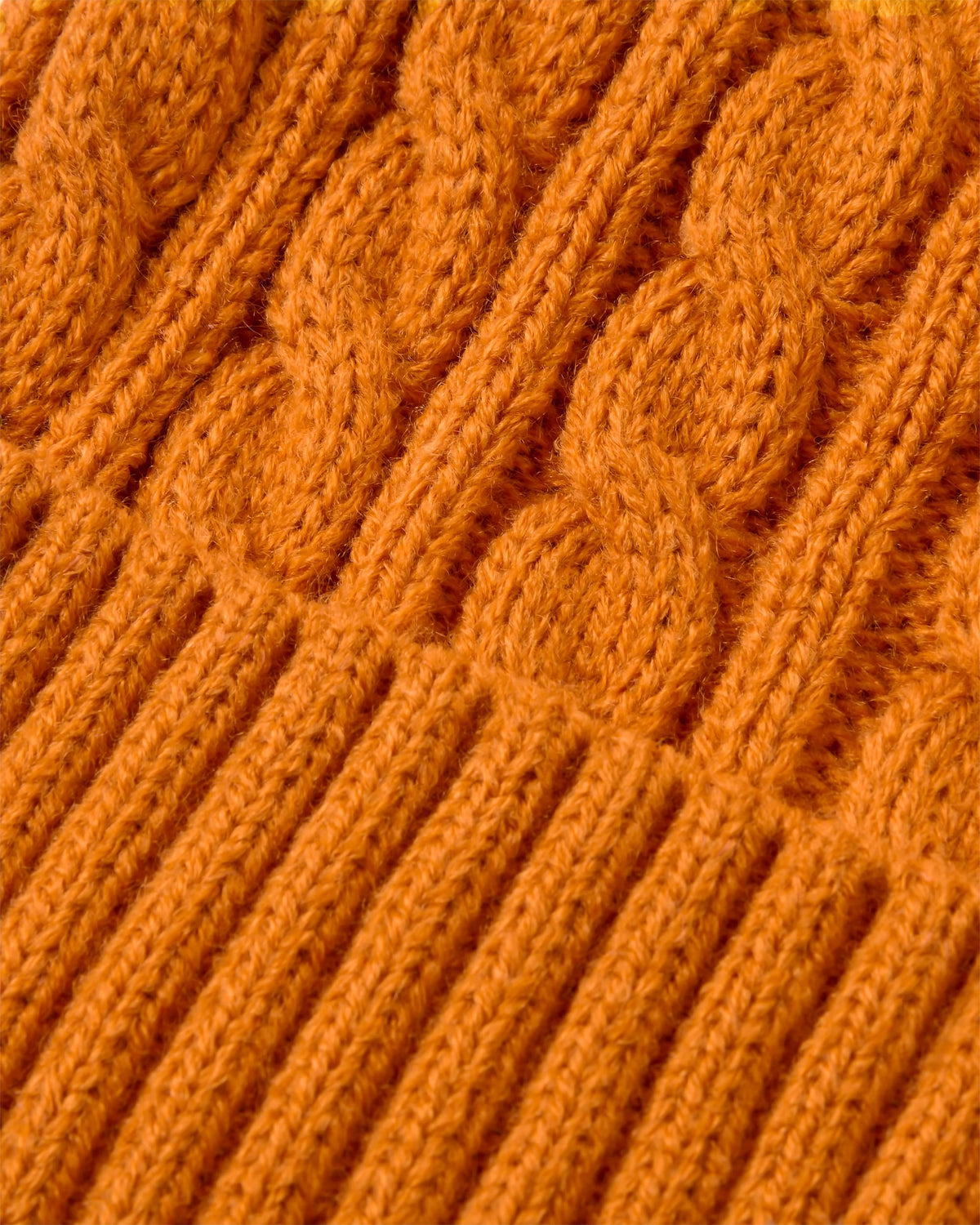 Fireside Cable Knit Beanie - Retro Orange - Flatlay