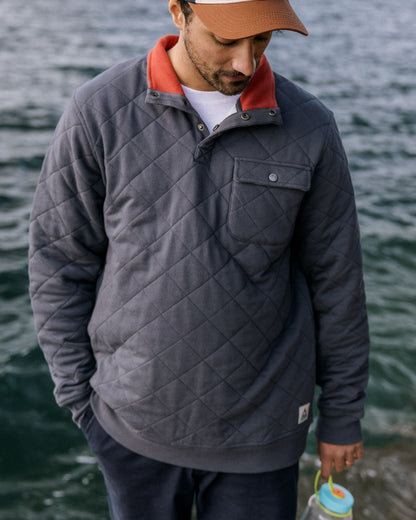 Bark Quilted Popper Up Sweatshirt - Charcoal - Lifestyle