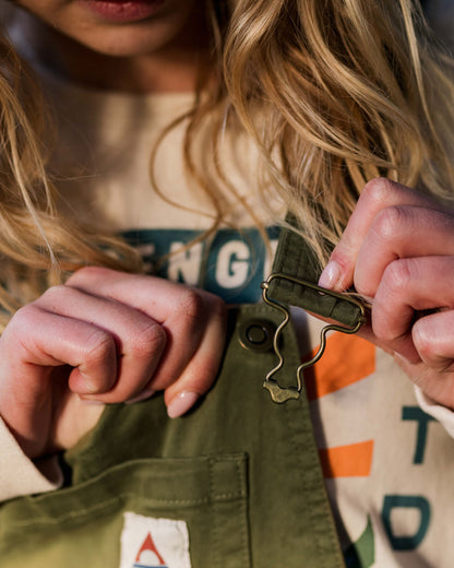 Roamist Cotton Dungarees - Khaki - Lifestyle
