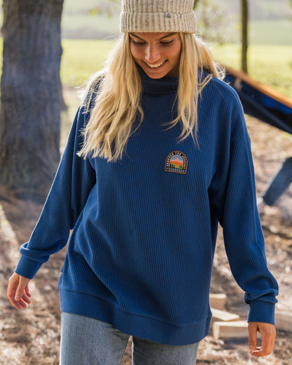 Flourish Roll Neck Top - True Blue - Lifestyle