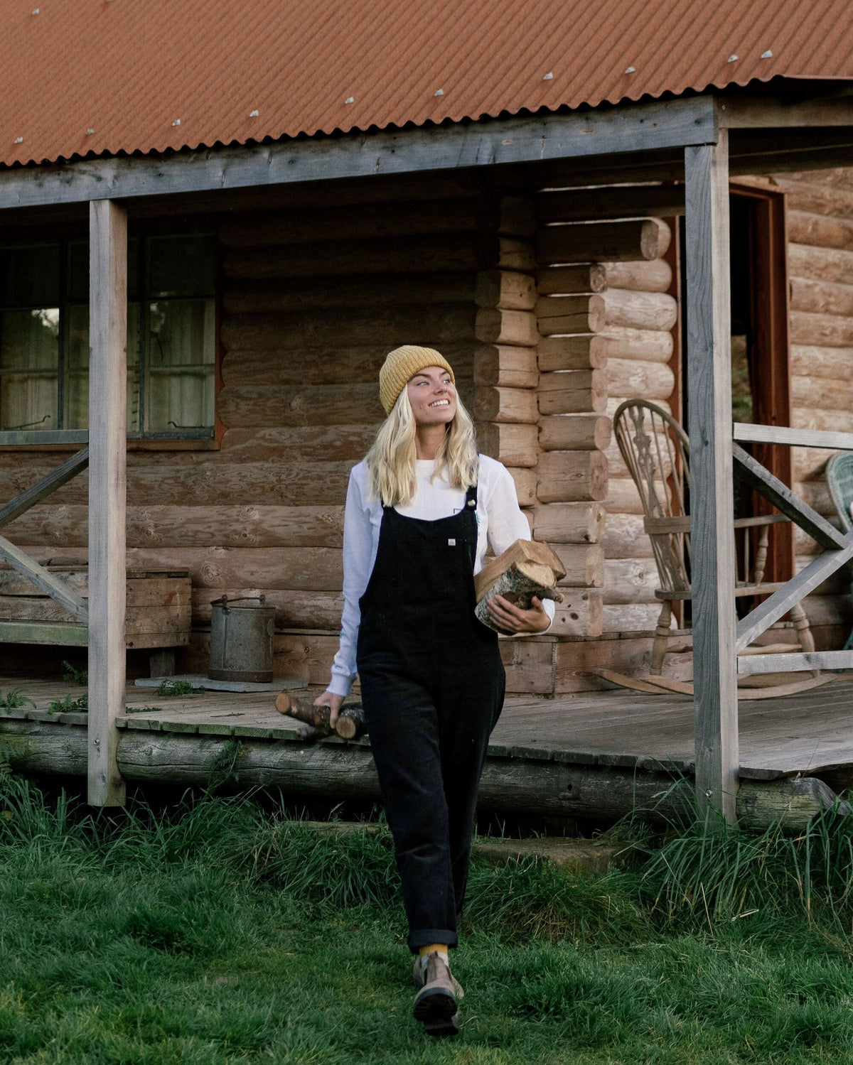 Meadows Cotton Cord Dungarees - Black - Lifestyle