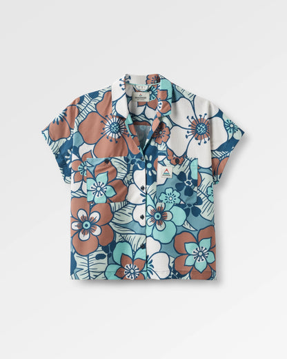 365 Active Boxy Shirt - Vintage Floral Aqua - Flatlay
